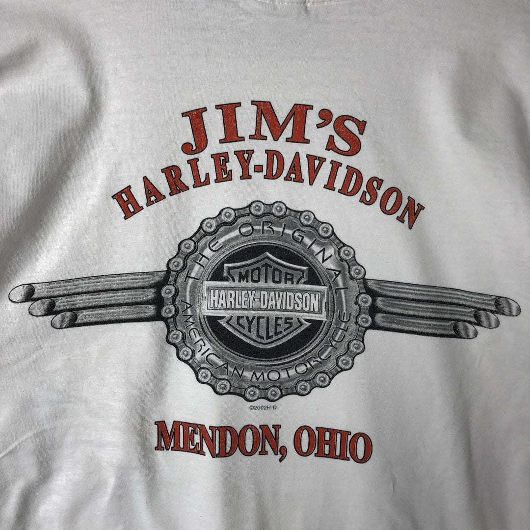 00'S Harley-Davidson HOLOUBEK back print long sleeve T-shirt, men's XL size unclear white type Vintage Second Hand