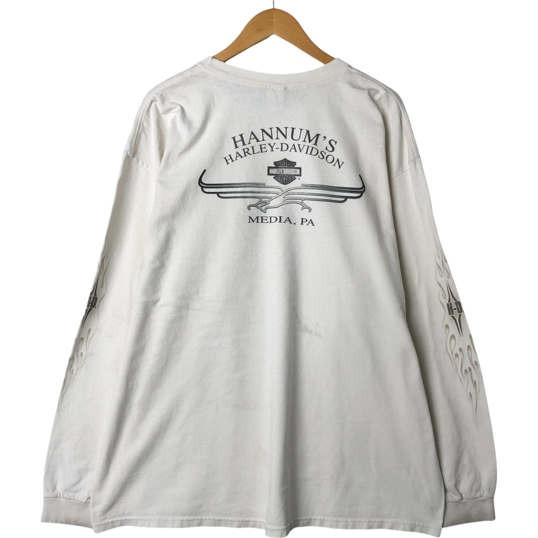 00'S Harley-Davidson Long Sleeve T-Shirt, Men's XXL cotton white type Vintage Second Hand