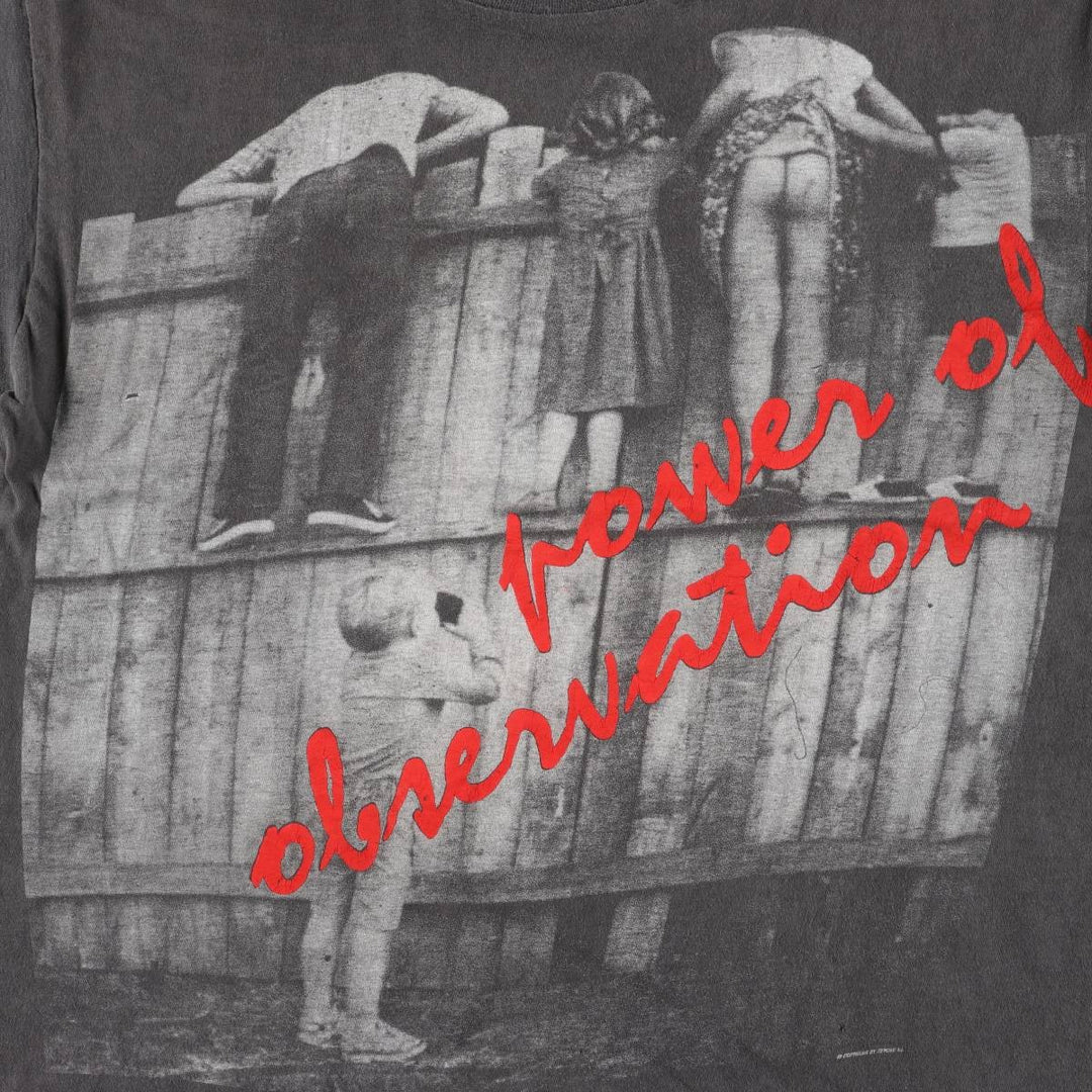 90'S Print Art T-shirt Men's L size cotton black type Vintage Second Hand