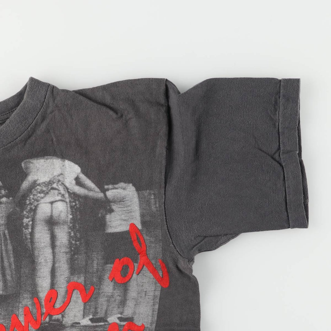 90'S Print Art T-shirt Men's L size cotton black type Vintage Second Hand