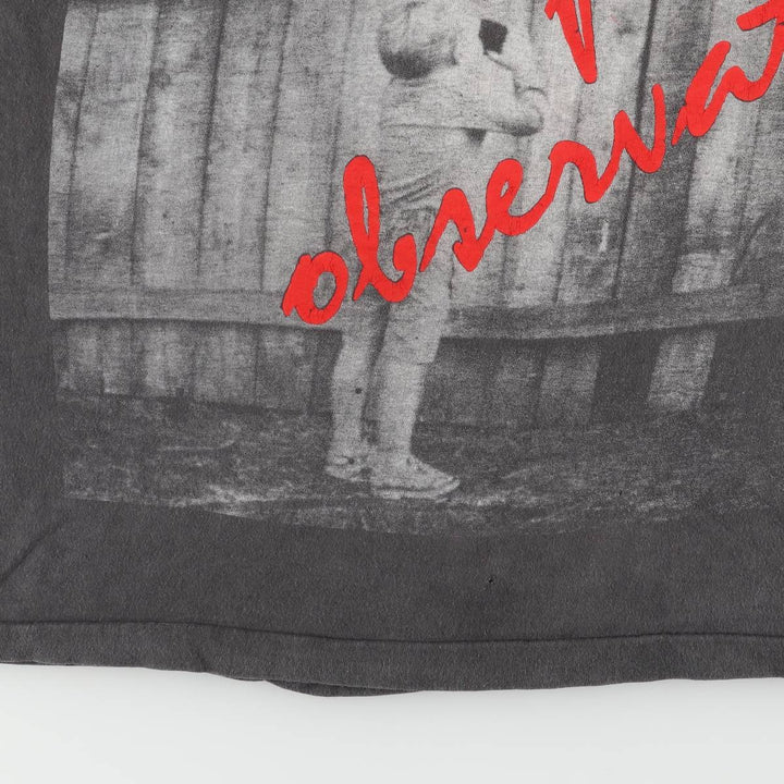 90'S Print Art T-shirt Men's L size cotton black type Vintage Second Hand