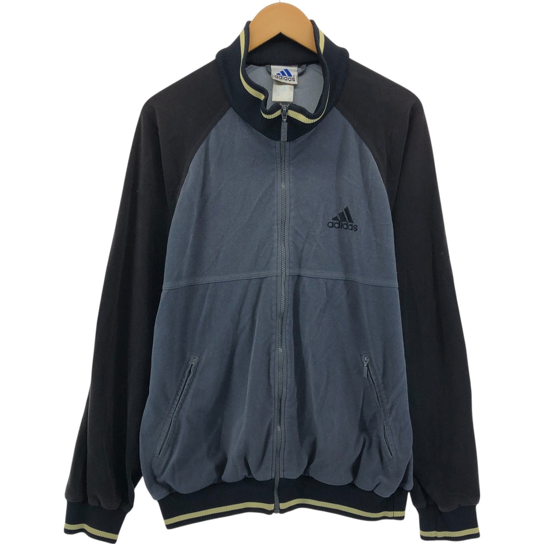 90'S Adidas Back Logo Velour Jersey Track Jacket Men's Size L Vintage polyester gray type Vintage Second Hand