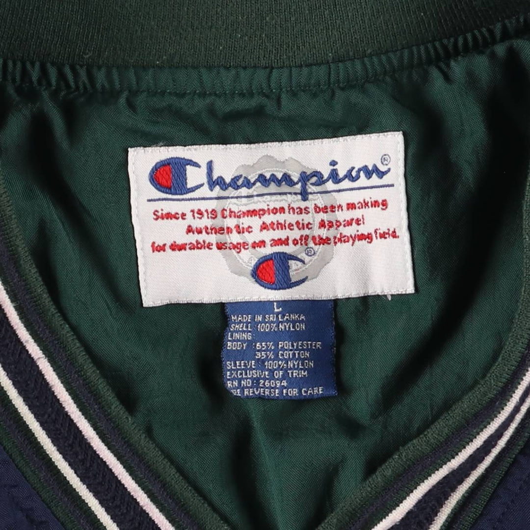 90'S Champion V-neck nylon pullover, men's size L, vintage Nylon navy blue type Vintage Second Hand