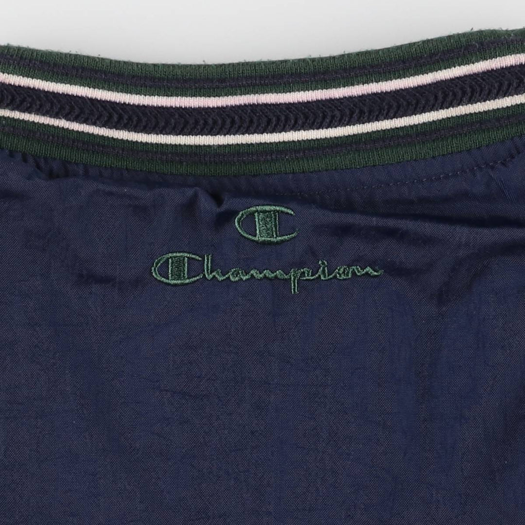 90'S Champion V-neck nylon pullover, men's size L, vintage Nylon navy blue type Vintage Second Hand
