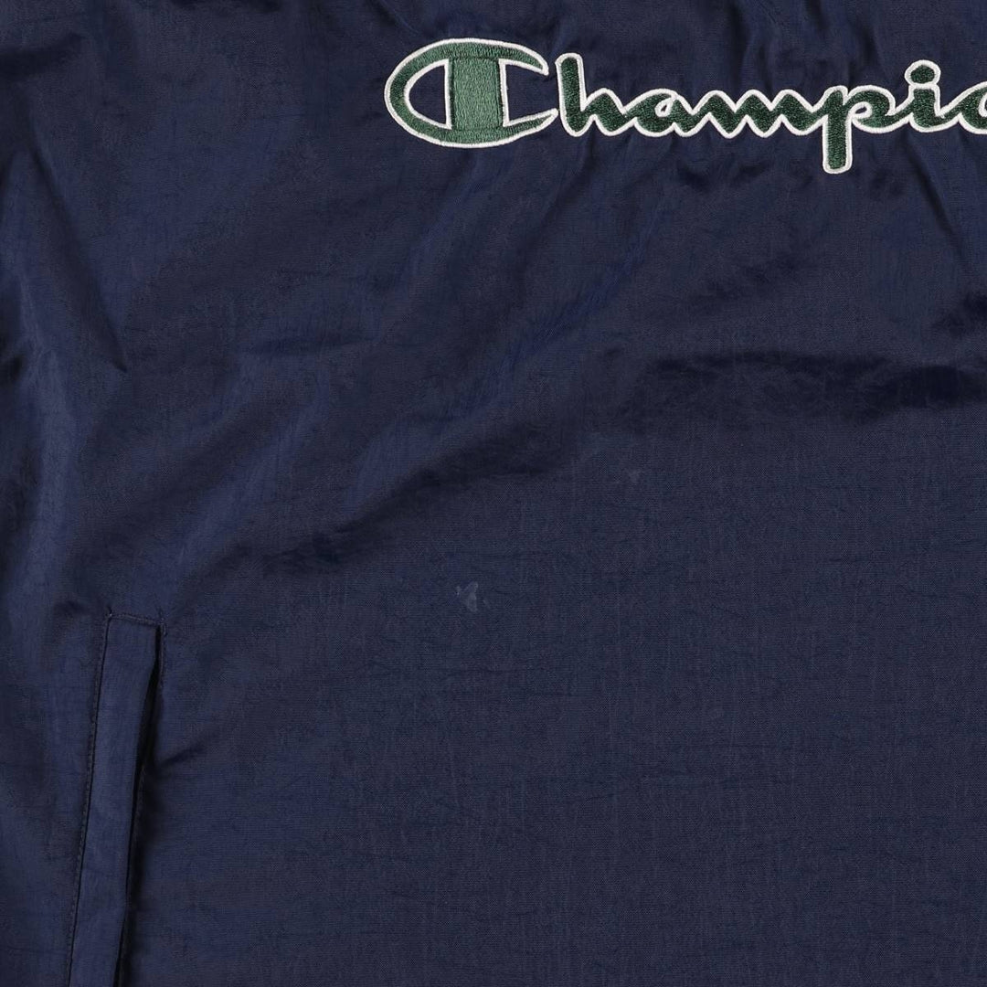 90'S Champion V-neck nylon pullover, men's size L, vintage Nylon navy blue type Vintage Second Hand