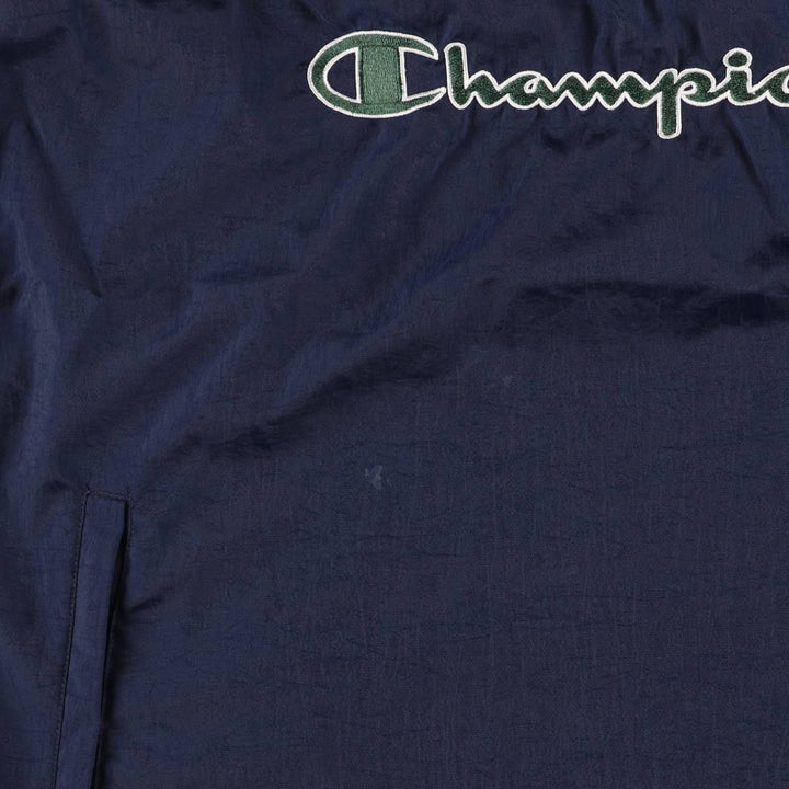 90'S Champion V-neck nylon pullover, men's size L, vintage Nylon navy blue type Vintage Second Hand