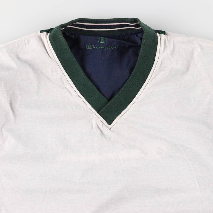 90'S Champion V-neck nylon pullover, men's size L, vintage Nylon navy blue type Vintage Second Hand