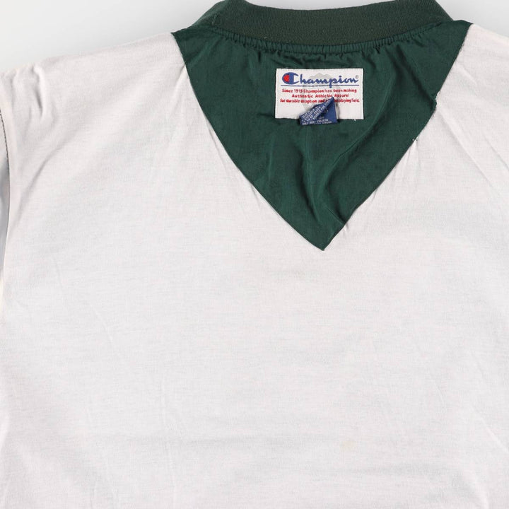 90'S Champion V-neck nylon pullover, men's size L, vintage Nylon navy blue type Vintage Second Hand