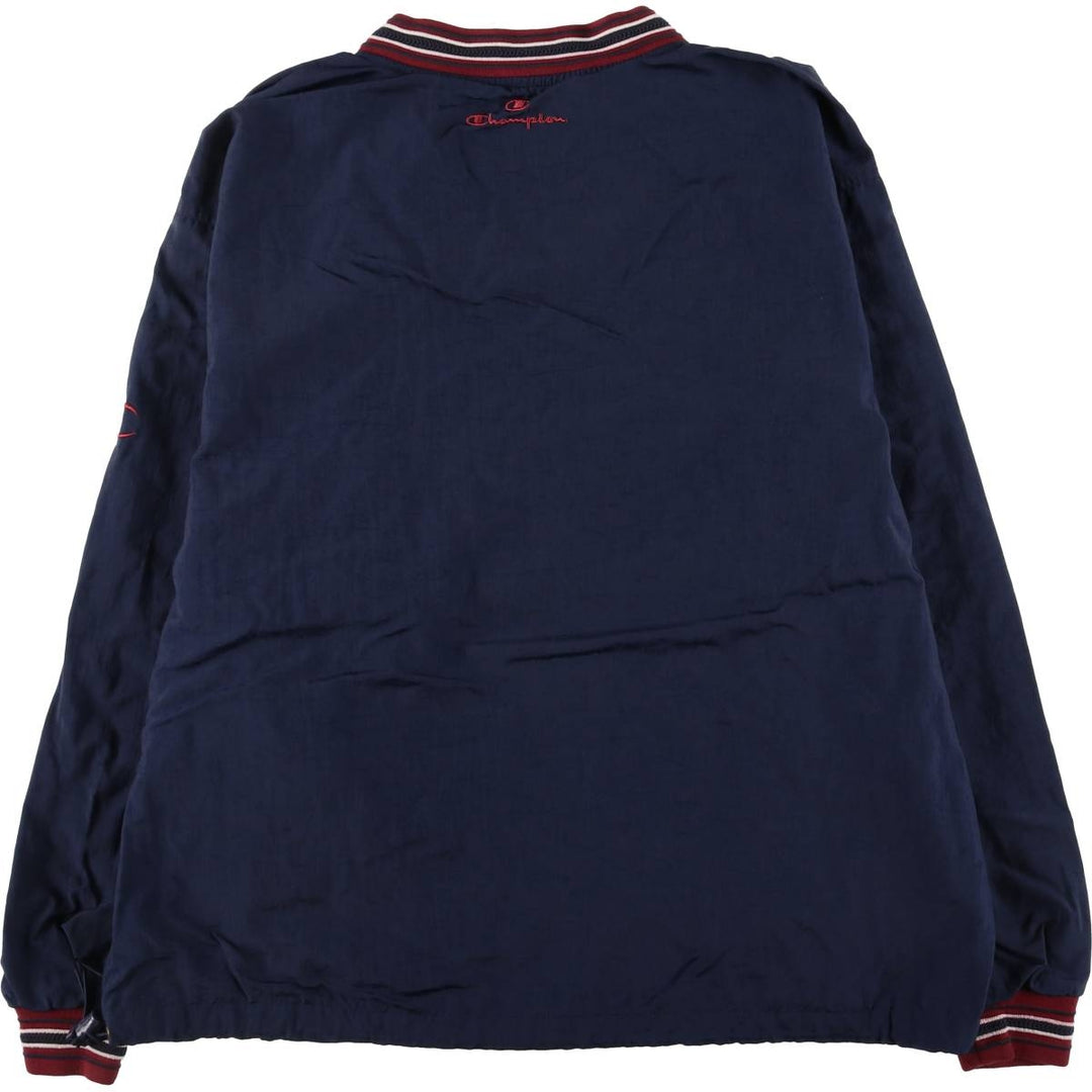 90'S Champion V-neck nylon pullover, men's size L, vintage Nylon navy blue type Vintage Second Hand