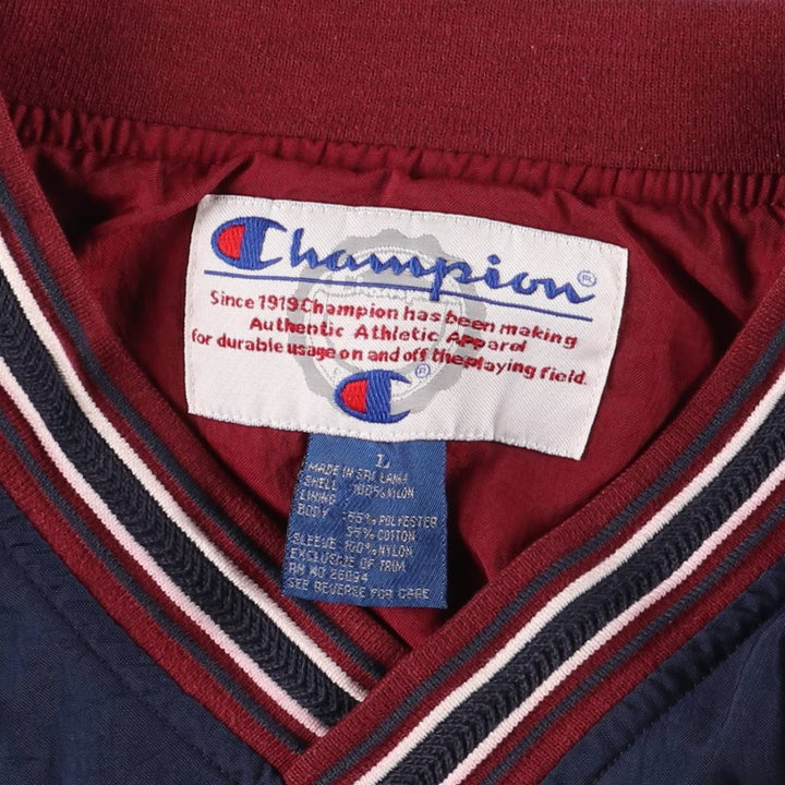 90'S Champion V-neck nylon pullover, men's size L, vintage Nylon navy blue type Vintage Second Hand