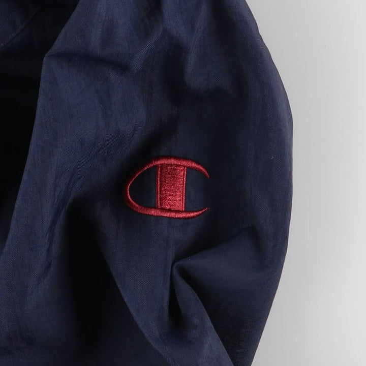 90'S Champion V-neck nylon pullover, men's size L, vintage Nylon navy blue type Vintage Second Hand