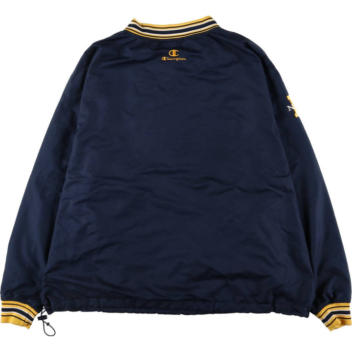 90'S Champion USNAVY V-neck warm-up pullover, men's XL equivalent, vintage polyester navy blue type Vintage Second Hand