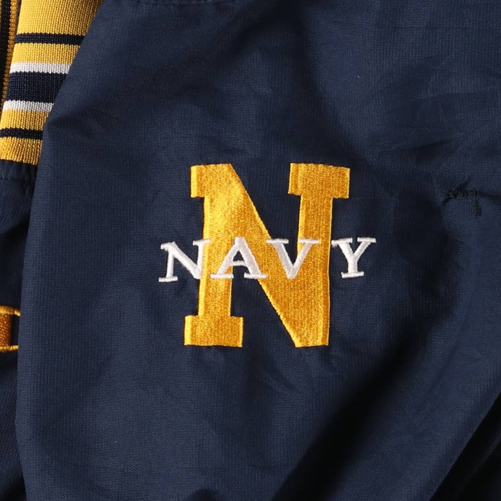 90'S Champion USNAVY V-neck warm-up pullover, men's XL equivalent, vintage polyester navy blue type Vintage Second Hand