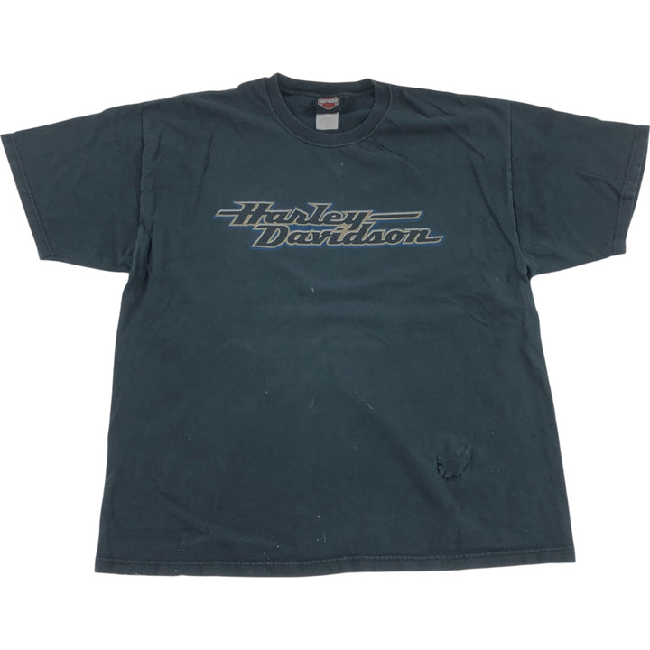 00'S Harley-Davidson Motorcycle Bike T-shirt Made in USA Men's XL cotton black type Vintage Second Hand