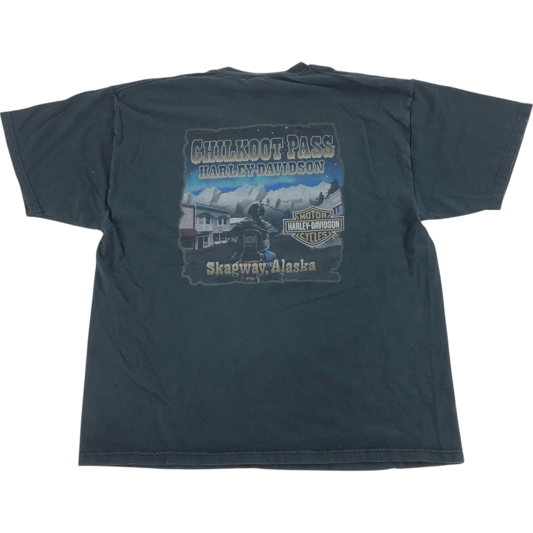 00'S Harley-Davidson Motorcycle Bike T-shirt Made in USA Men's XL cotton black type Vintage Second Hand