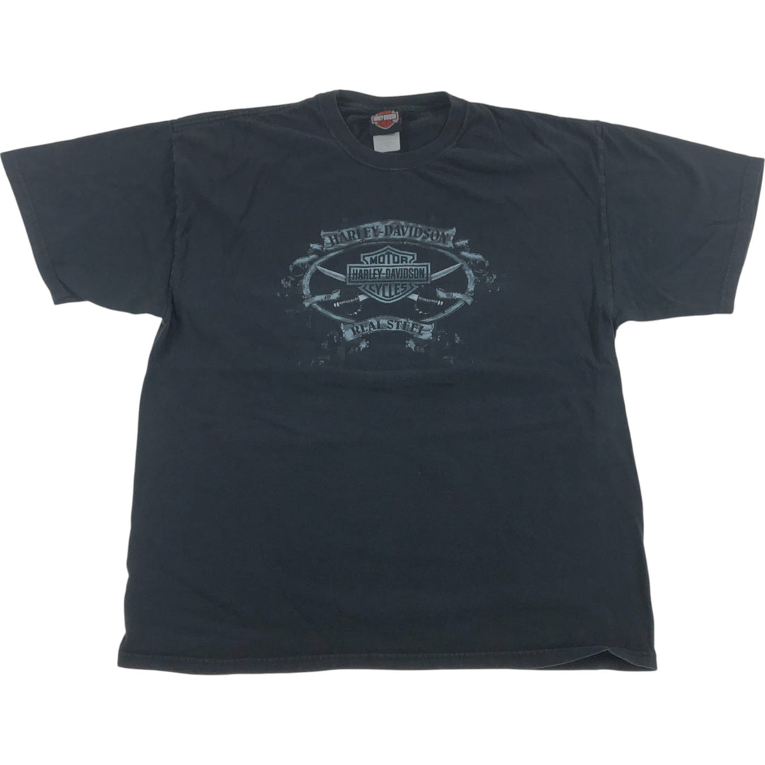 00'S Harley-Davidson Motorcycle Bike T-shirt Made in USA Men's XL cotton black type Vintage Second Hand