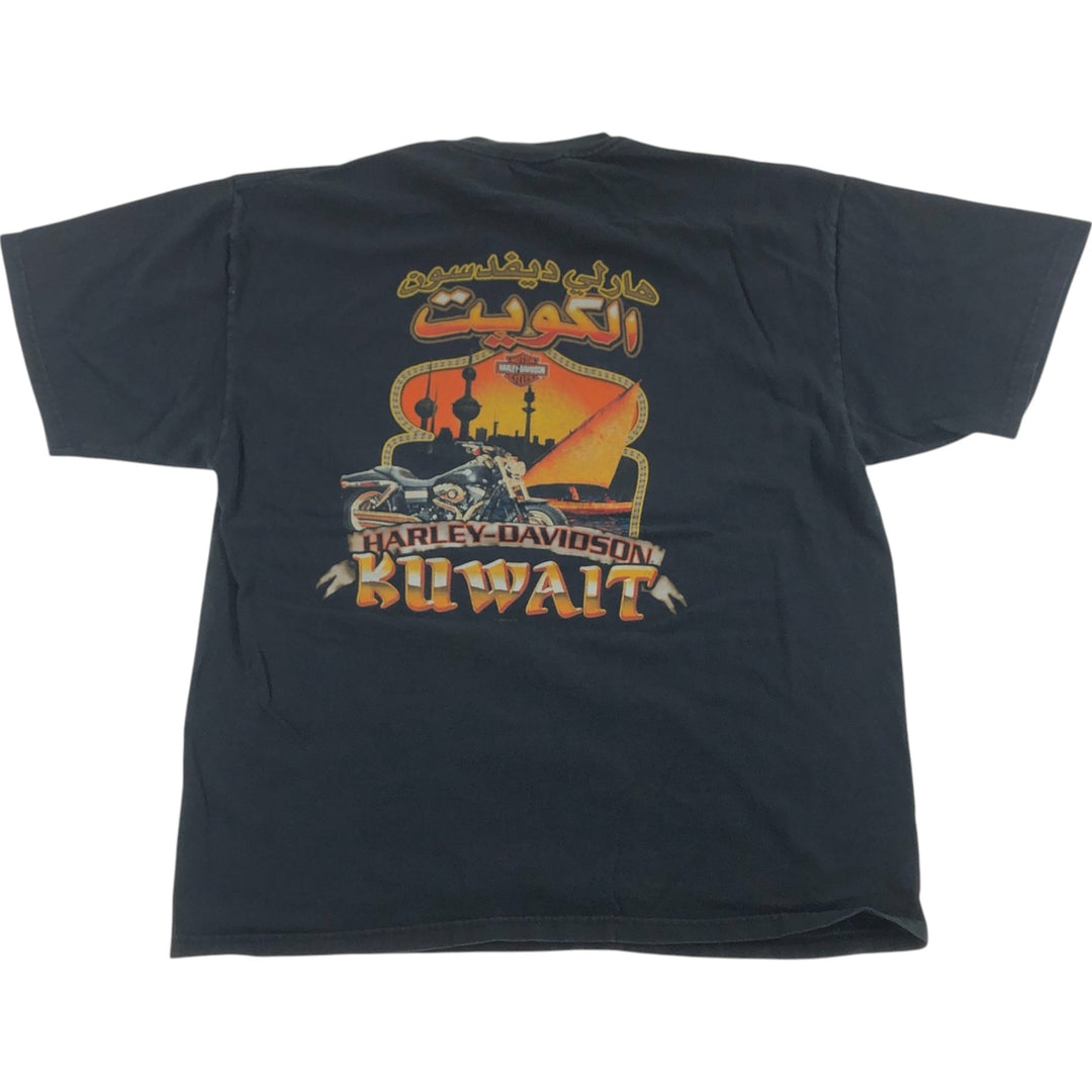 00'S Harley-Davidson Motorcycle Bike T-shirt Made in USA Men's XL cotton black type Vintage Second Hand