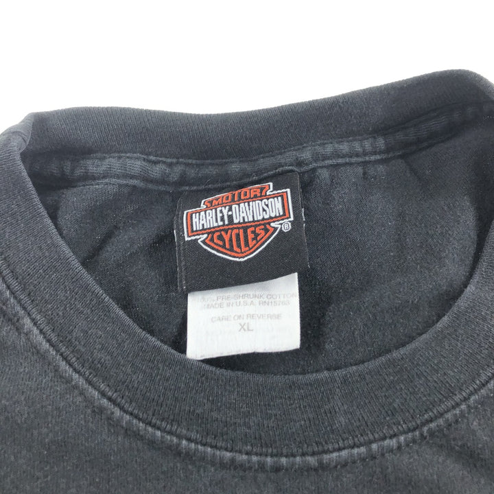 00'S Harley-Davidson Motorcycle Bike T-shirt Made in USA Men's XL cotton black type Vintage Second Hand