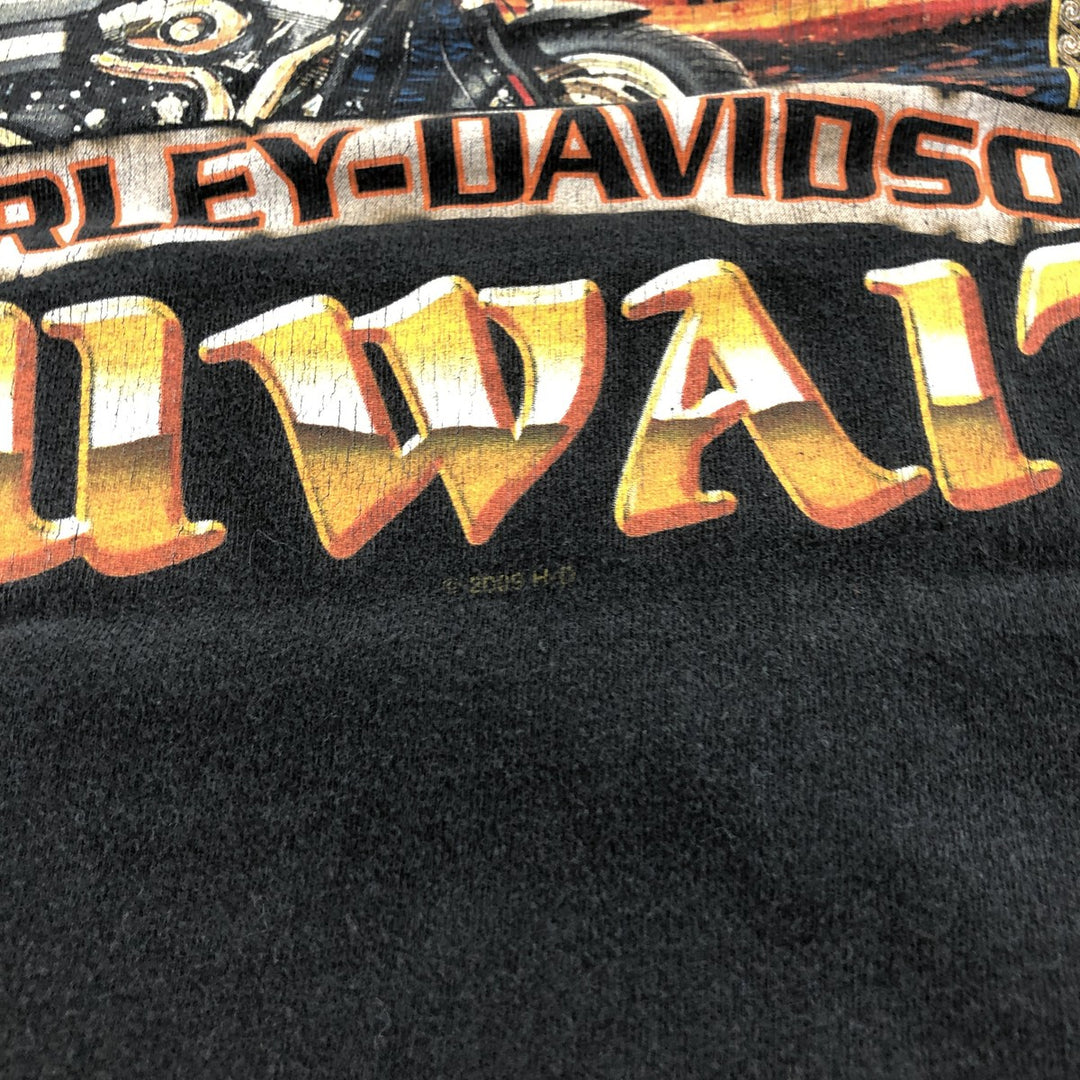 00'S Harley-Davidson Motorcycle Bike T-shirt Made in USA Men's XL cotton black type Vintage Second Hand