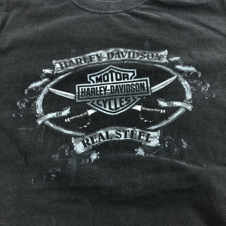 00'S Harley-Davidson Motorcycle Bike T-shirt Made in USA Men's XL cotton black type Vintage Second Hand