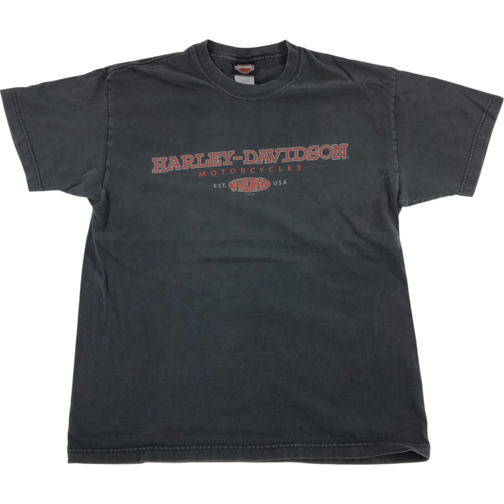 00'S Harley-Davidson Motorcycle Bike T-shirt Made in USA Men's L size cotton black type Vintage Second Hand