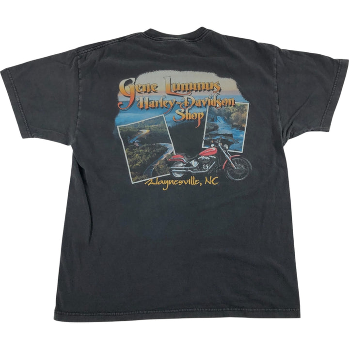 00'S Harley-Davidson Motorcycle Bike T-shirt Made in USA Men's L size cotton black type Vintage Second Hand