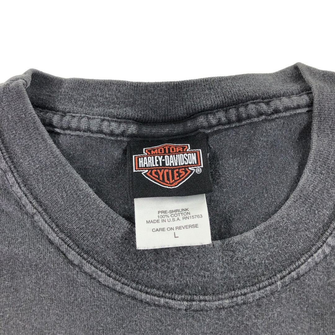 00'S Harley-Davidson Motorcycle Bike T-shirt Made in USA Men's L size cotton black type Vintage Second Hand