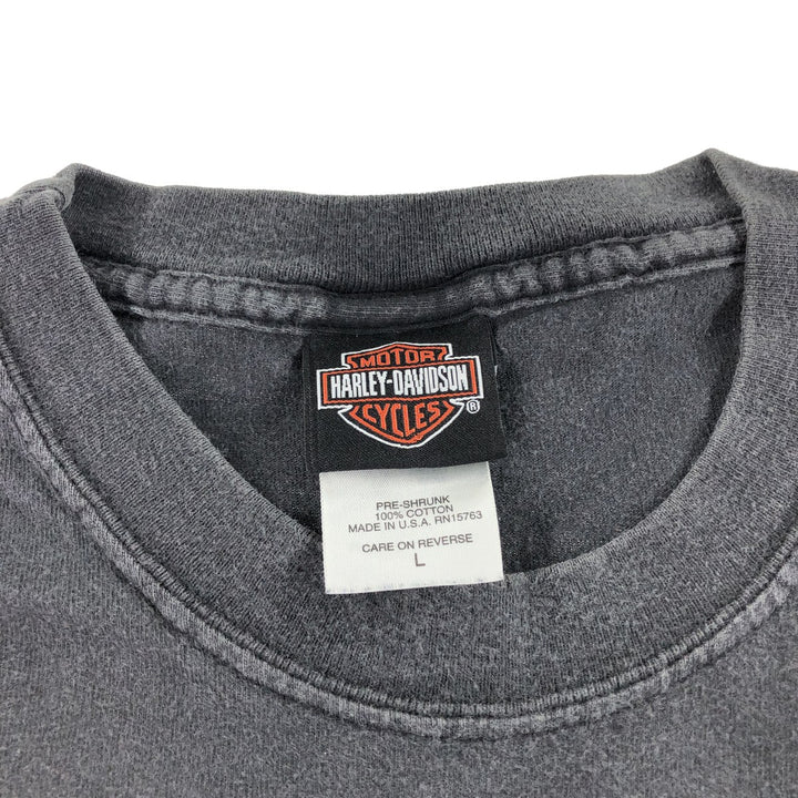 00'S Harley-Davidson Motorcycle Bike T-shirt Made in USA Men's L size cotton black type Vintage Second Hand