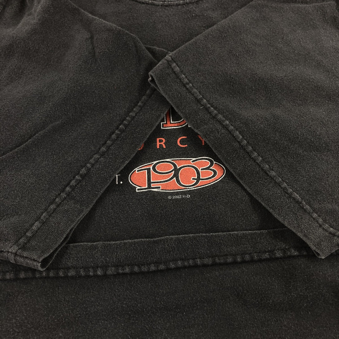 00'S Harley-Davidson Motorcycle Bike T-shirt Made in USA Men's L size cotton black type Vintage Second Hand