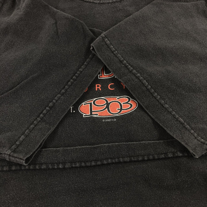 00'S Harley-Davidson Motorcycle Bike T-shirt Made in USA Men's L size cotton black type Vintage Second Hand