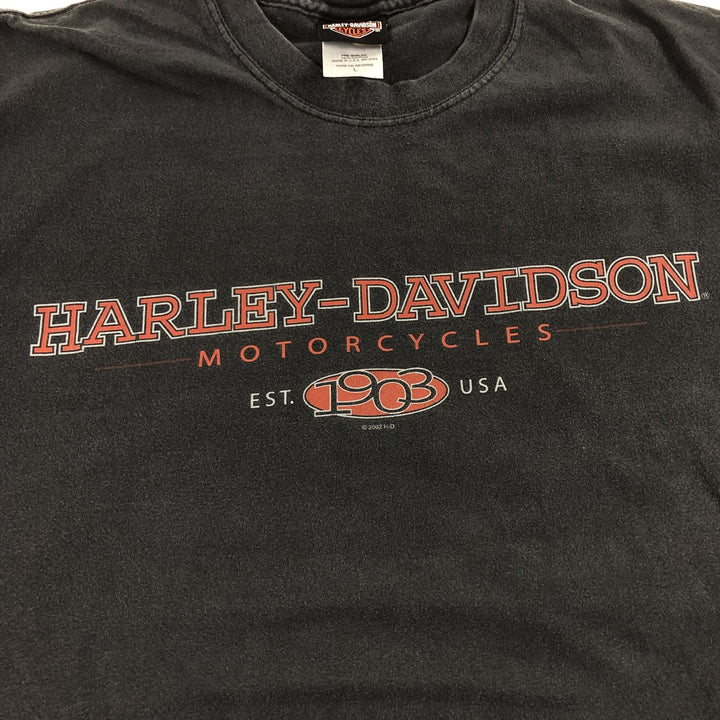 00'S Harley-Davidson Motorcycle Bike T-shirt Made in USA Men's L size cotton black type Vintage Second Hand