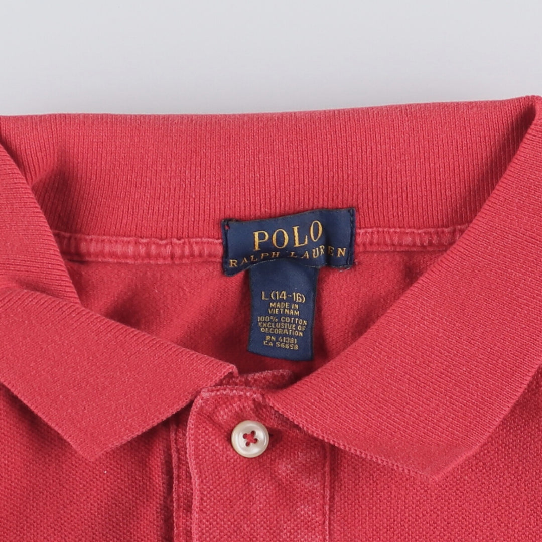 Ralph Lauren POLO RALPH LAUREN Short Sleeve Polo Shirt Women's Size L cotton red type Vintage Second Hand