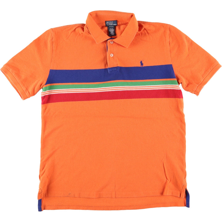 Ralph Lauren POLO Ralph Lauren Multi-border short sleeve border polo shirt women's XL size cotton orange type Vintage Second Hand