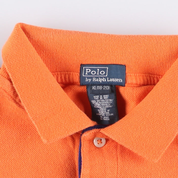 Ralph Lauren POLO Ralph Lauren Multi-border short sleeve border polo shirt women's XL size cotton orange type Vintage Second Hand