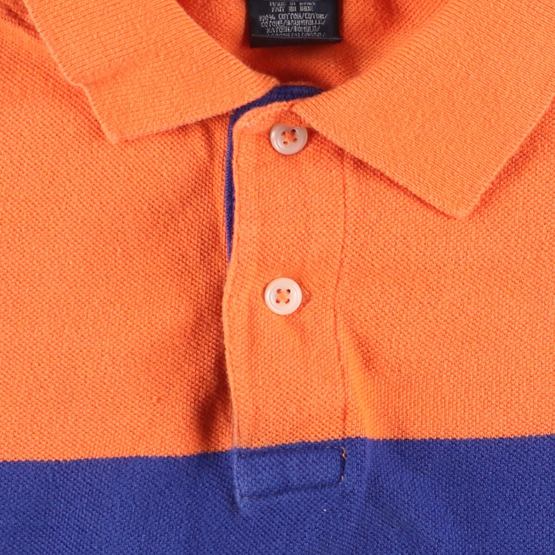 Ralph Lauren POLO Ralph Lauren Multi-border short sleeve border polo shirt women's XL size cotton orange type Vintage Second Hand