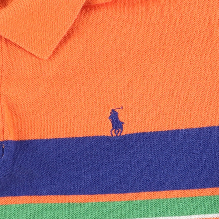 Ralph Lauren POLO Ralph Lauren Multi-border short sleeve border polo shirt women's XL size cotton orange type Vintage Second Hand