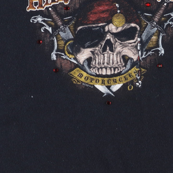 00'S Harley-Davidson Skull Pattern Tank Top Made in USA Women's Size L cotton black type Vintage Second Hand