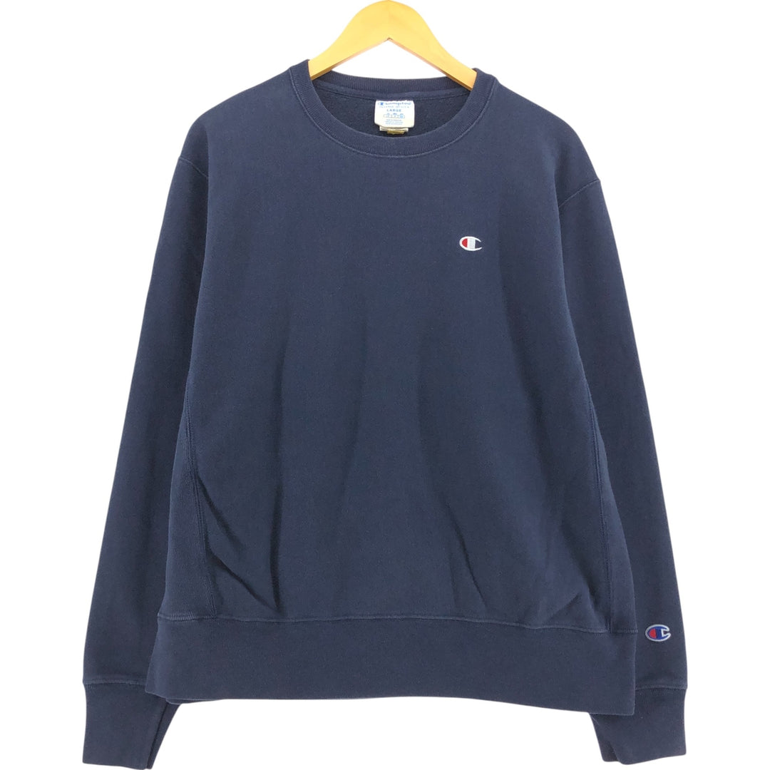 Champion REVERSE WEAVE Reverse Weave One Point Logo Sweatshirt Trainer Men's L size cotton navy blue type Vintage Second Hand