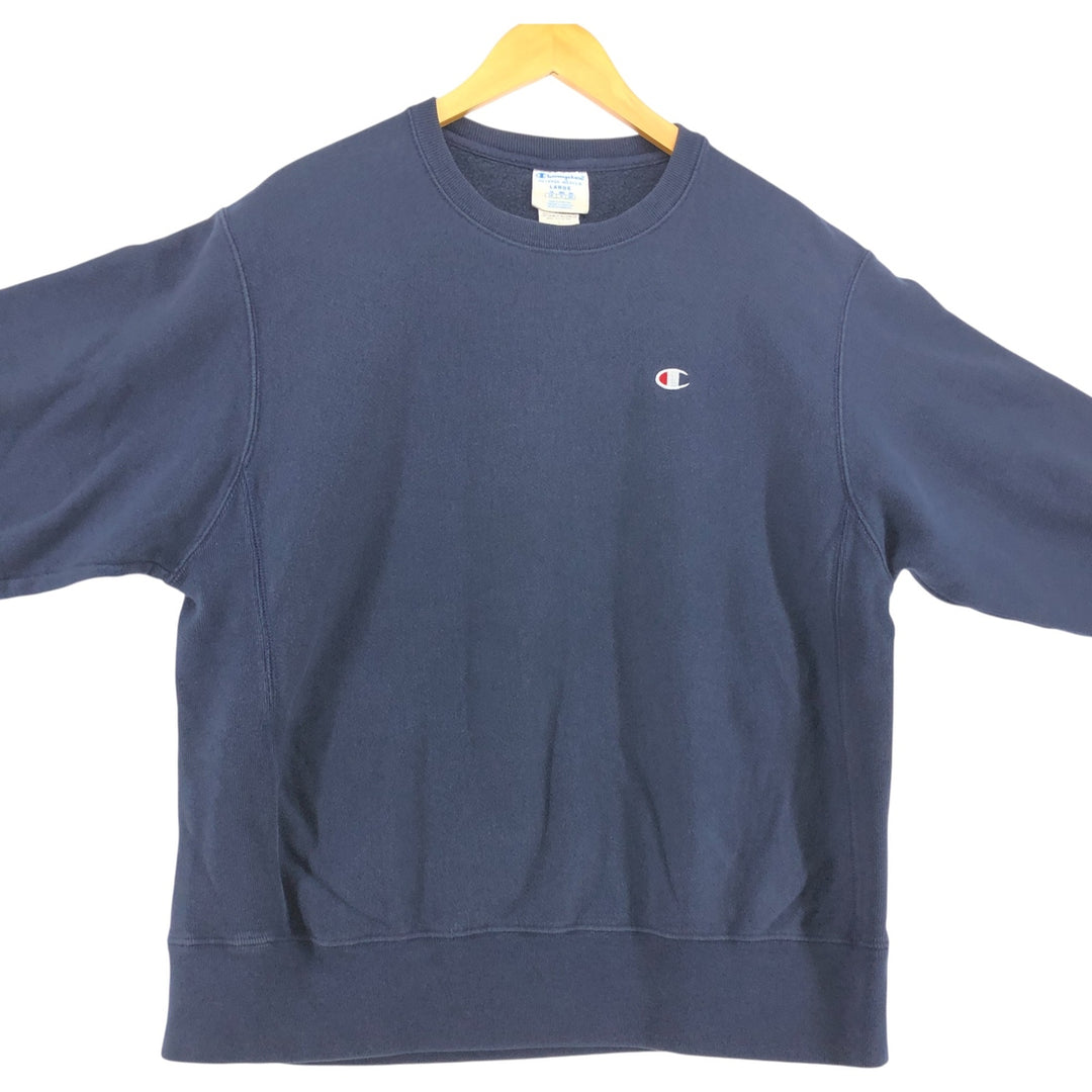 Champion REVERSE WEAVE Reverse Weave One Point Logo Sweatshirt Trainer Men's L size cotton navy blue type Vintage Second Hand