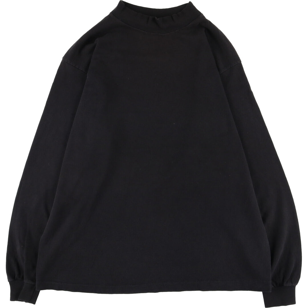 90'S BVD High Neck Mock Neck Long T-Shirt, Made in USA, Men's M Size, Vintage cotton black type Vintage Second Hand