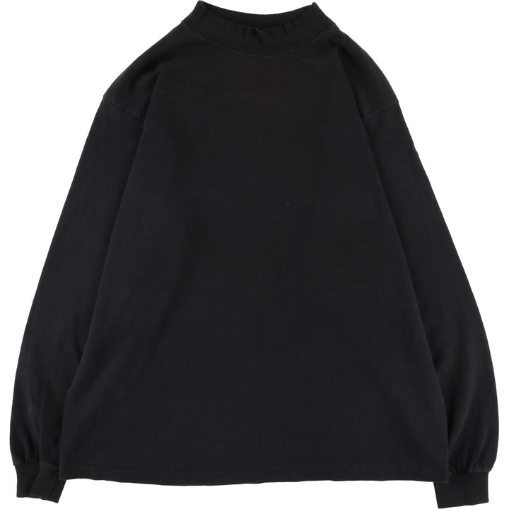 90'S BVD High Neck Mock Neck Long T-Shirt, Made in USA, Men's M Size, Vintage cotton black type Vintage Second Hand