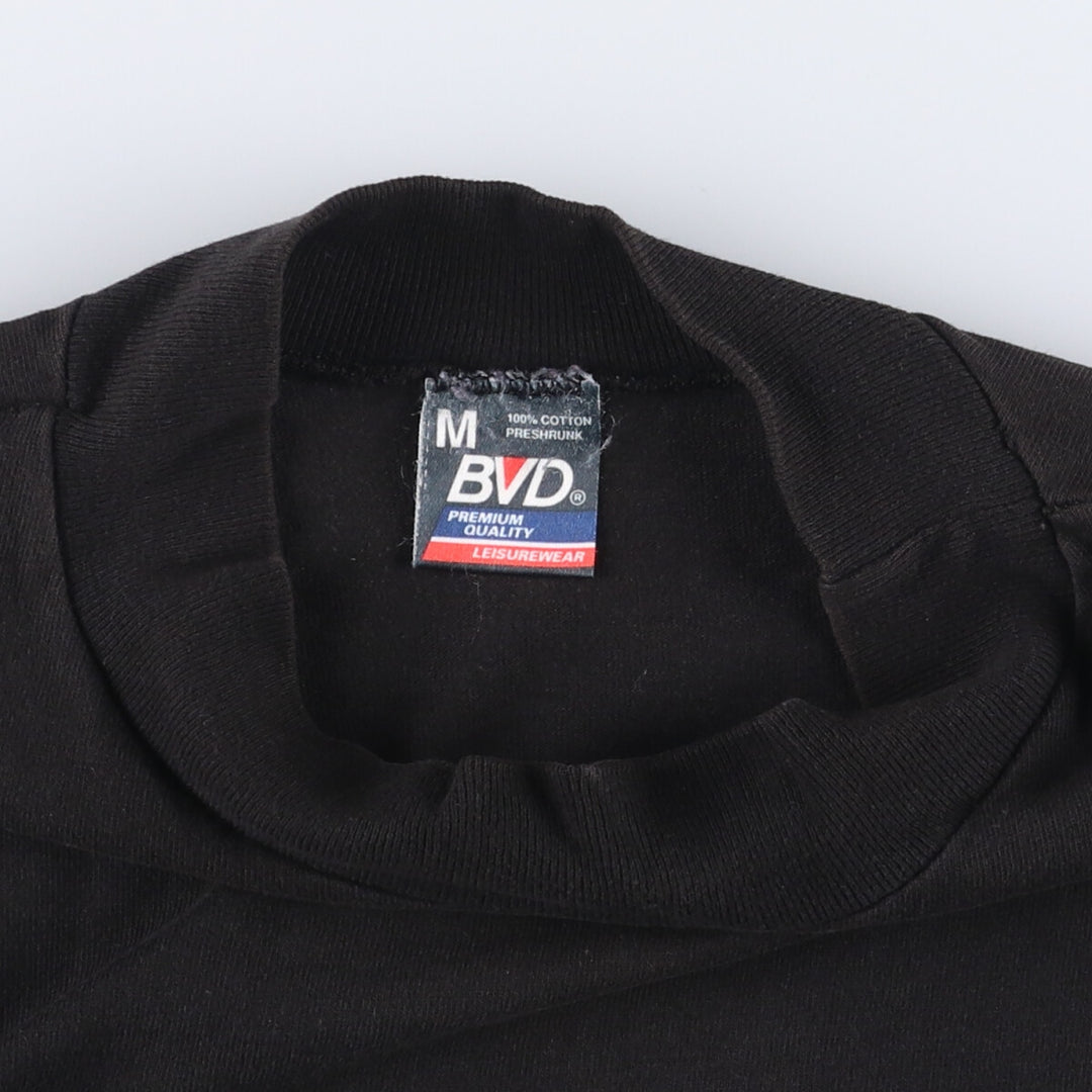 90'S BVD High Neck Mock Neck Long T-Shirt, Made in USA, Men's M Size, Vintage cotton black type Vintage Second Hand