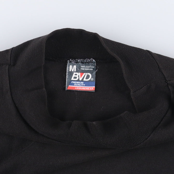 90'S BVD High Neck Mock Neck Long T-Shirt, Made in USA, Men's M Size, Vintage cotton black type Vintage Second Hand