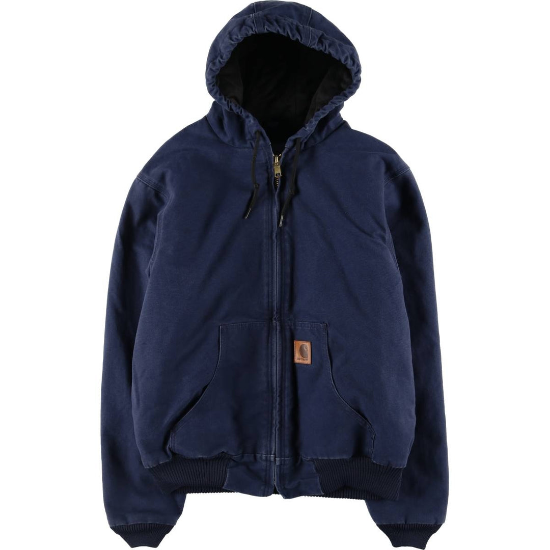 Carhartt Active Jacket Duck Full Zip Hoodie Men's M cotton navy blue type Vintage Second Hand
