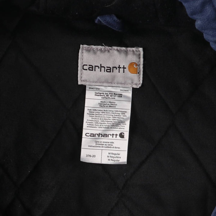Carhartt Active Jacket Duck Full Zip Hoodie Men's M cotton navy blue type Vintage Second Hand