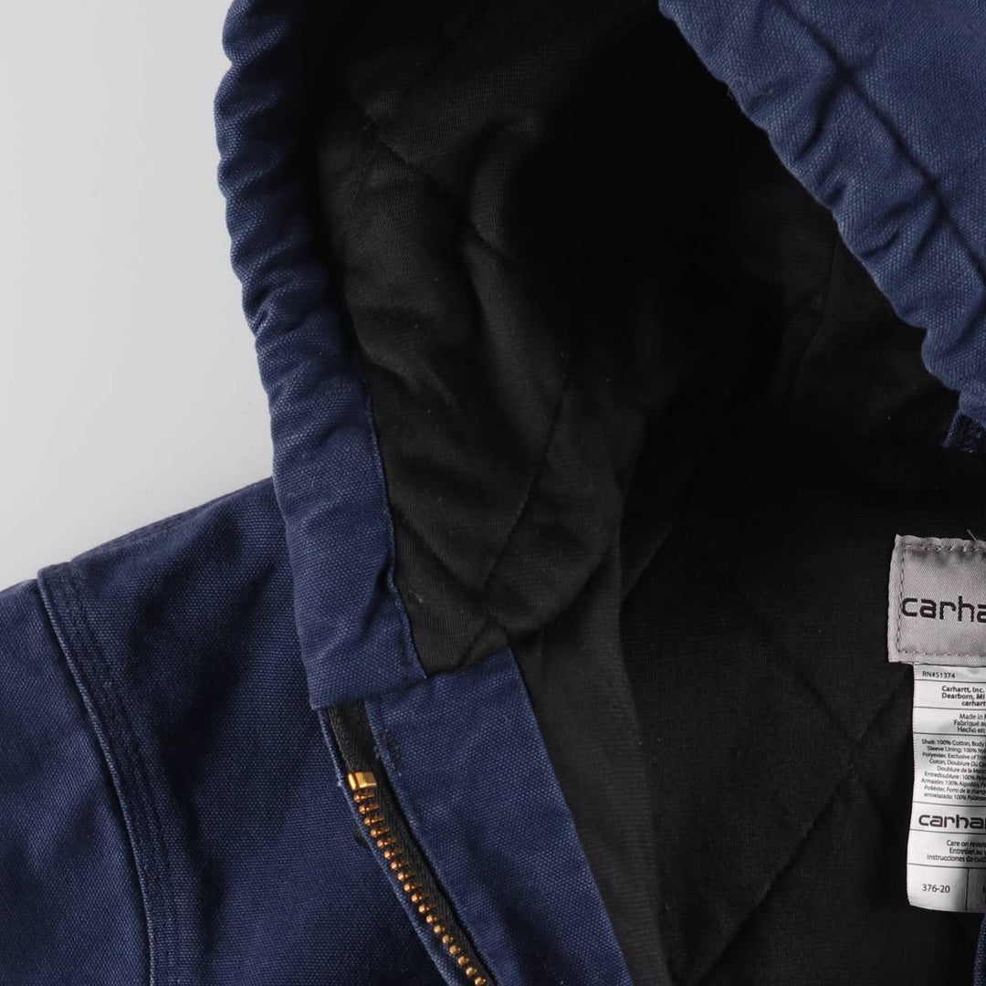 Carhartt Active Jacket Duck Full Zip Hoodie Men's M cotton navy blue type Vintage Second Hand