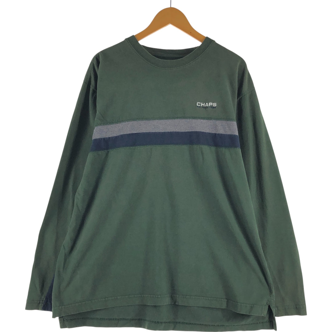90'S Ralph Lauren CHAPS Long Sleeve T-Shirt Men's XL Vintage cotton Khaki type Vintage Second Hand