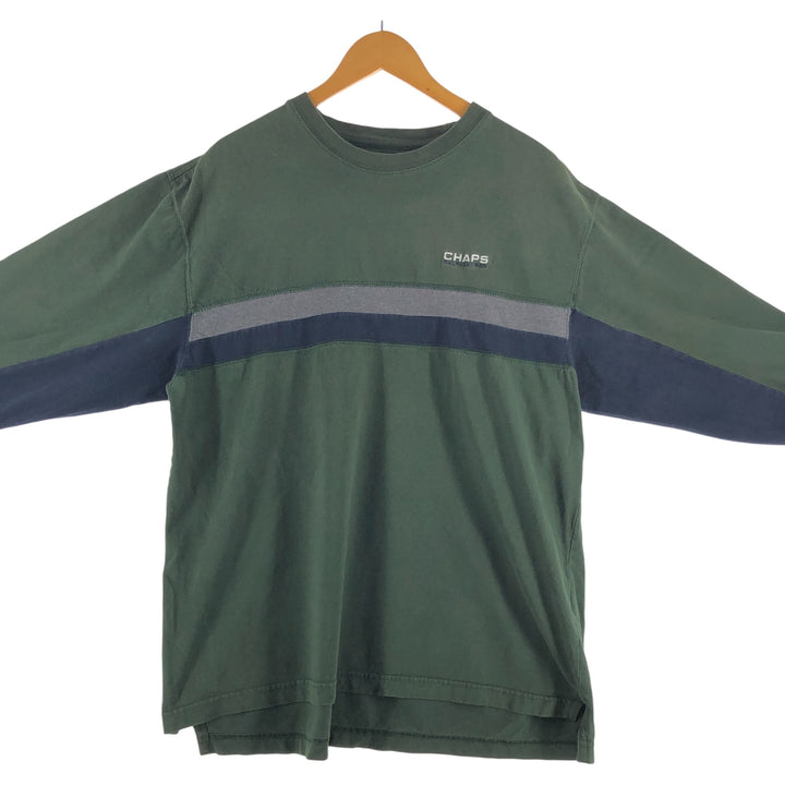 90'S Ralph Lauren CHAPS Long Sleeve T-Shirt Men's XL Vintage cotton Khaki type Vintage Second Hand
