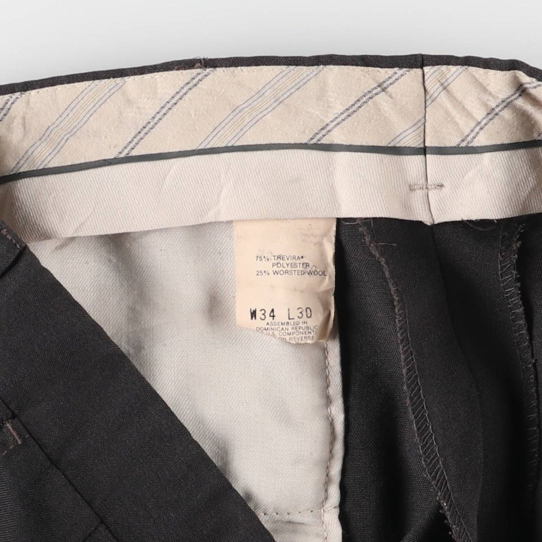 80s-90'S Levi's TRAVELERS Two-pleat Slacks Pants for Men, W34, Vintage polyester Charcoal Vintage Second Hand