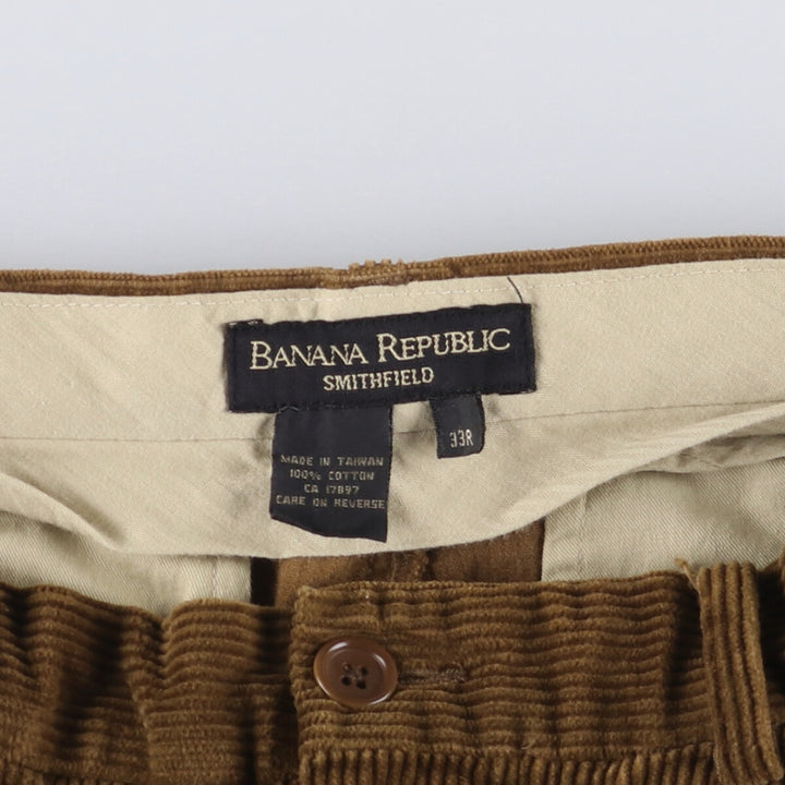 00'S Banana Republic SMITHFIELD Two-pleat Corduroy Pants for Men, W32 equivalent cotton brown type Vintage Second Hand